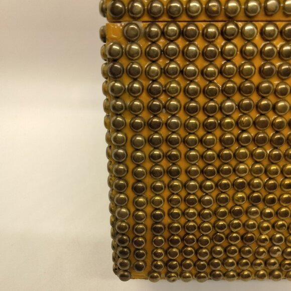 Brass Studded Wooden Box With Lid For Storage Or Decor - Picture 13 of 13
